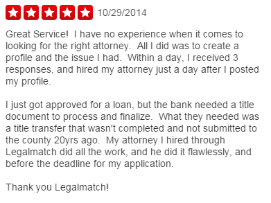 LegalMatch Review Yelp